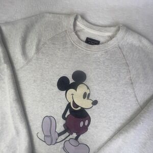 Abercrombie & Fitch Sweatshirt Mens L Gray Mickey Mouse Graphic Pullover Fleece